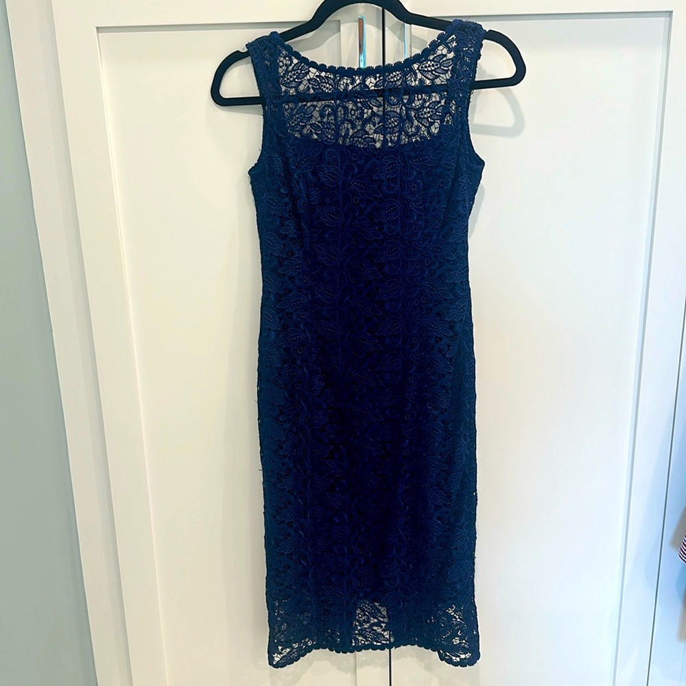 Blue lace midi dress
